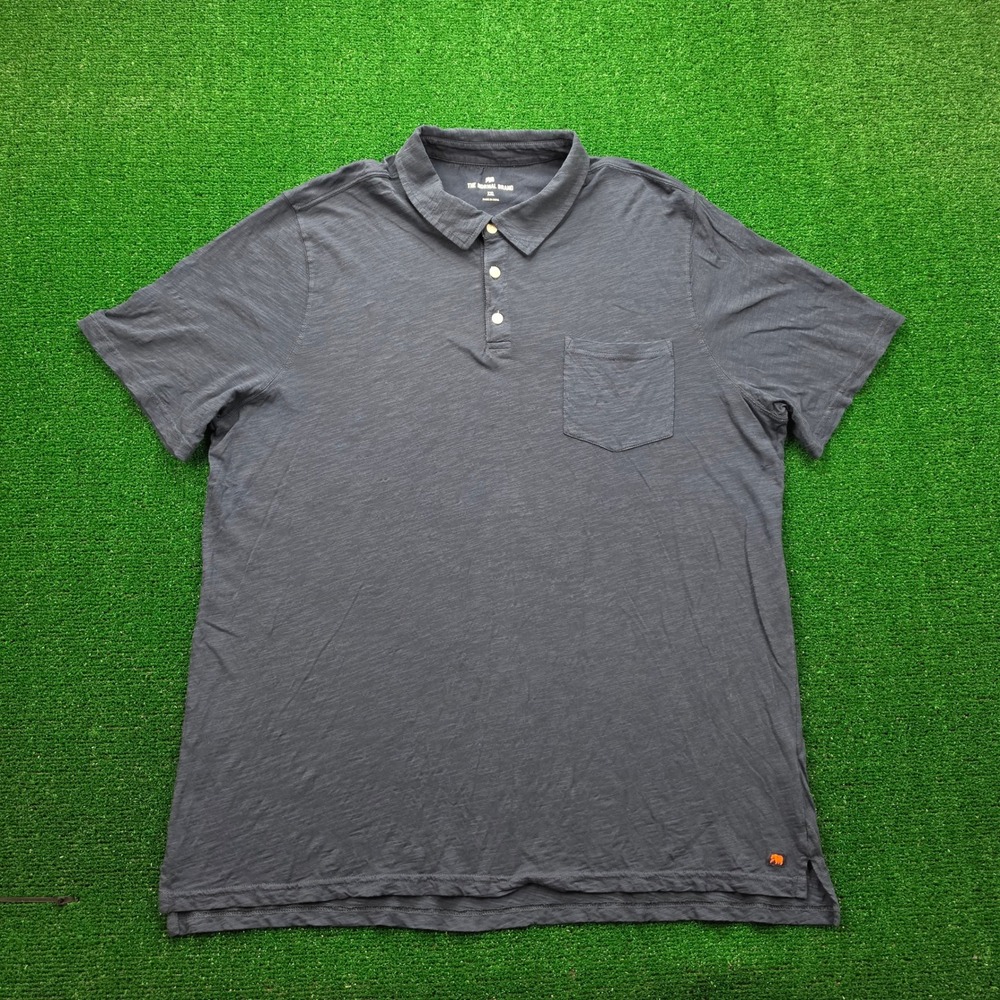 The Normal Brand Puremeso Slub Pocket Polo Shirt Mens 2XL Navy Blue Preppy